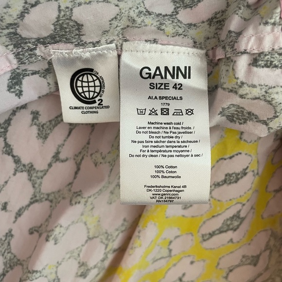 GANNI pink and yellow animal printed midi dress - Picture 4 of 8